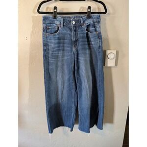 American Eagle Baggy Wide Leg Jeans Raw Hem size 2